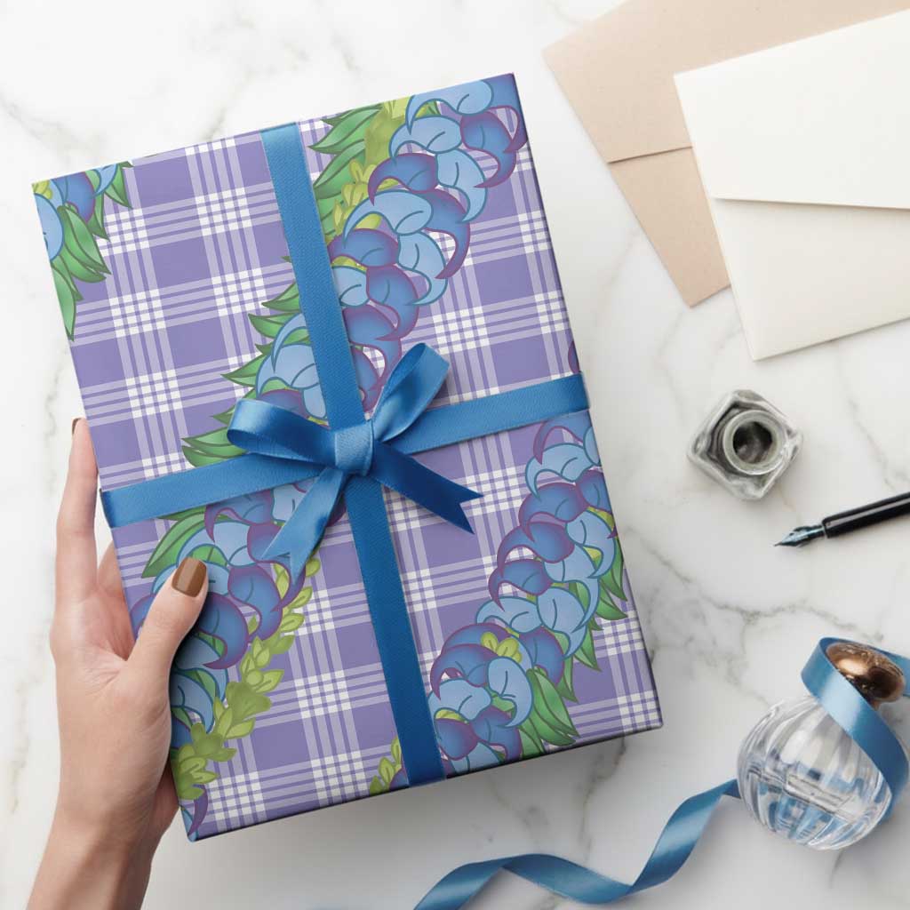 Hawaii Jade Vine Lei Wrapping Paper Aloha Palaka Motif - Purple - Polynesian Pride