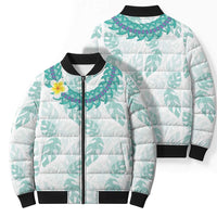 Jade Vine Lei Hawaii Bomber Puffer Jacket Aloha Seamless Tropical Leaves - Polynesian Pride