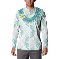 Jade Vine Lei Hawaii Button Sweatshirt Aloha Seamless Tropical Leaves - Polynesian Pride