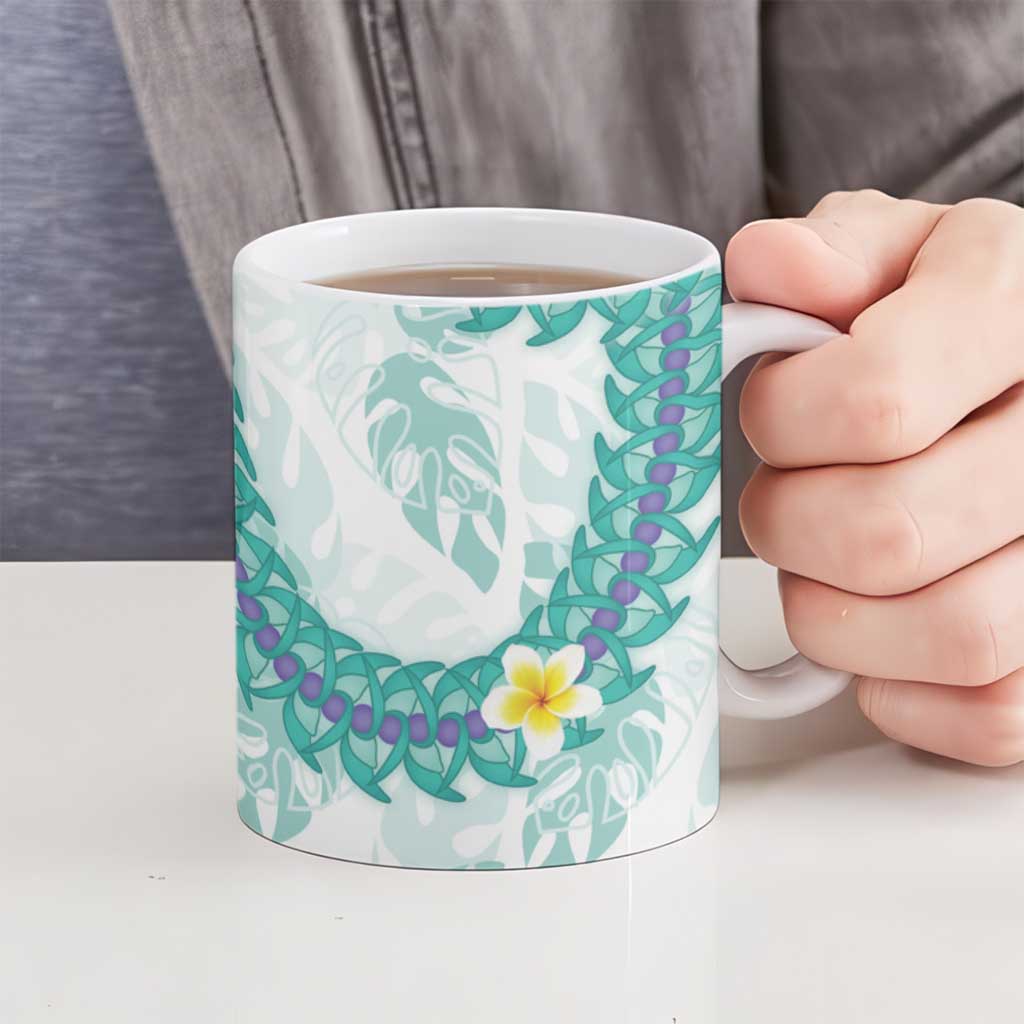 Jade Vine Lei Hawaii Ceramic Mug Aloha Seamless Tropical Leaves - Polynesian Pride