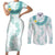 Jade Vine Lei Hawaii Couples Matching Short Sleeve Bodycon Dress and Long Sleeve Button Shirt Aloha Seamless Tropical Leaves - Polynesian Pride