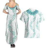 Jade Vine Lei Hawaii Couples Matching Summer Maxi Dress and Hawaiian Shirt Aloha Seamless Tropical Leaves - Polynesian Pride