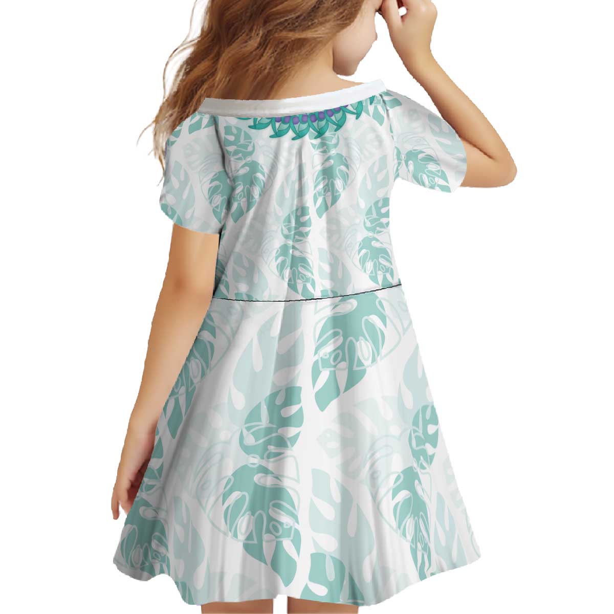 Jade Vine Lei Hawaii Family Matching Off The Shoulder Long Sleeve Dress and Hawaiian Shirt Aloha Seamless Tropical Leaves - Polynesian Pride