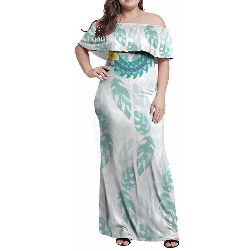 Jade Vine Lei Hawaii Family Matching Off Shoulder Maxi Dress and Hawaiian Shirt Aloha Seamless Tropical Leaves - Polynesian Pride