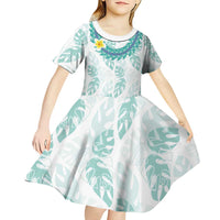 Jade Vine Lei Hawaii Kid Short Sleeve Dress Aloha Seamless Tropical Leaves - Polynesian Pride