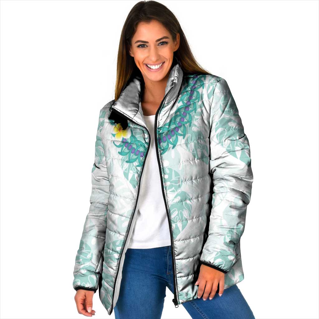 Jade Vine Lei Hawaii Padded Jacket Aloha Seamless Tropical Leaves - Polynesian Pride