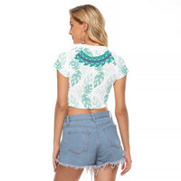 Jade Vine Lei Hawaii Raglan Cropped T Shirt Aloha Seamless Tropical Leaves - Polynesian Pride