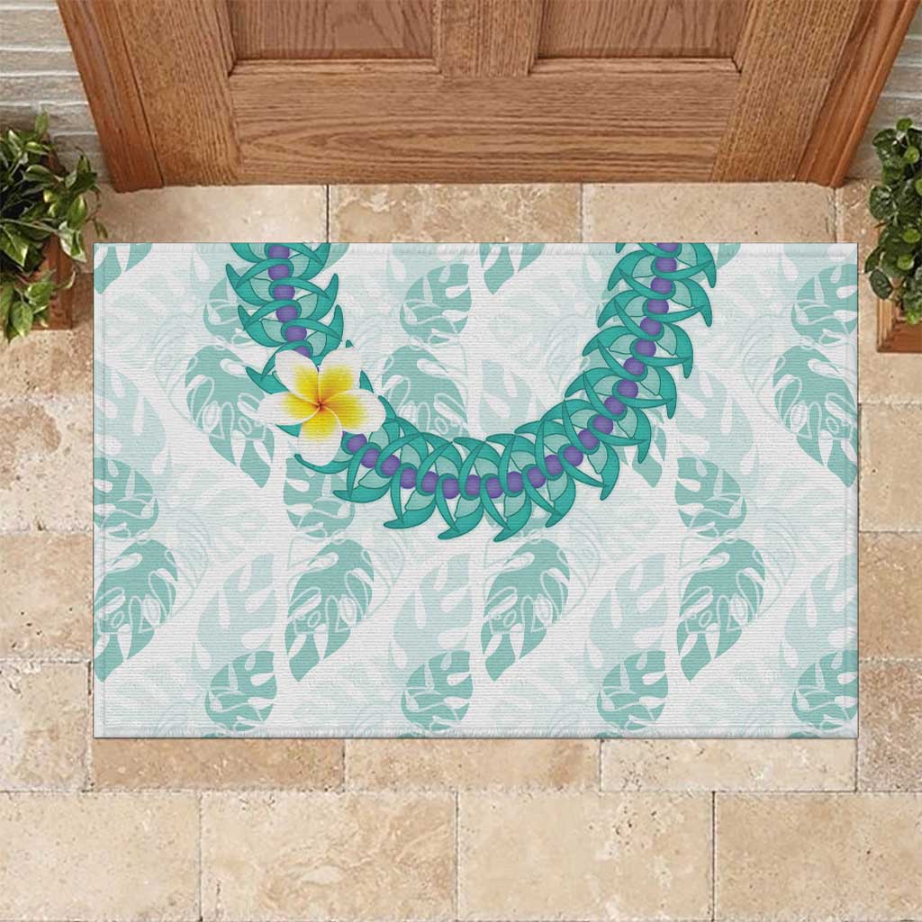 Jade Vine Lei Hawaii Rubber Doormat Aloha Seamless Tropical Leaves - Polynesian Pride