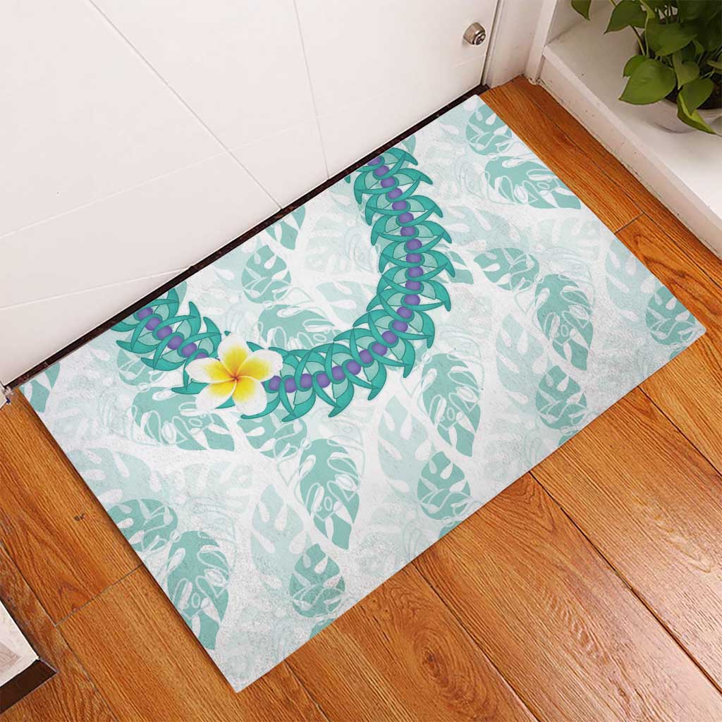 Jade Vine Lei Hawaii Rubber Doormat Aloha Seamless Tropical Leaves - Polynesian Pride