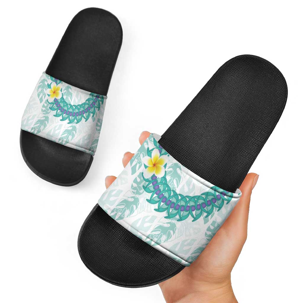 Jade Vine Lei Hawaii Slide Sandals Aloha Seamless Tropical Leaves - Polynesian Pride