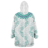 Jade Vine Lei Hawaii Wearable Blanket Hoodie Aloha Seamless Tropical Leaves - Polynesian Pride