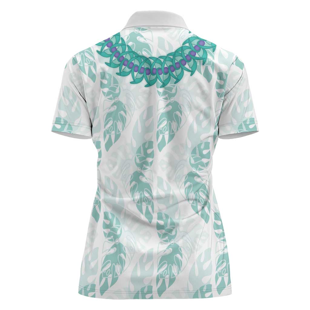 Jade Vine Lei Hawaii Women Polo Shirt Aloha Seamless Tropical Leaves - Polynesian Pride