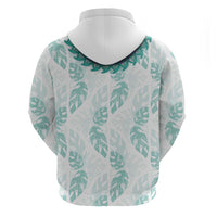 Jade Vine Lei Hawaii Zip Hoodie Aloha Seamless Tropical Leaves - Polynesian Pride