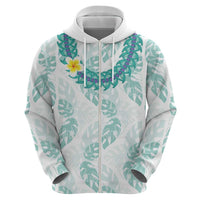 Jade Vine Lei Hawaii Zip Hoodie Aloha Seamless Tropical Leaves - Polynesian Pride