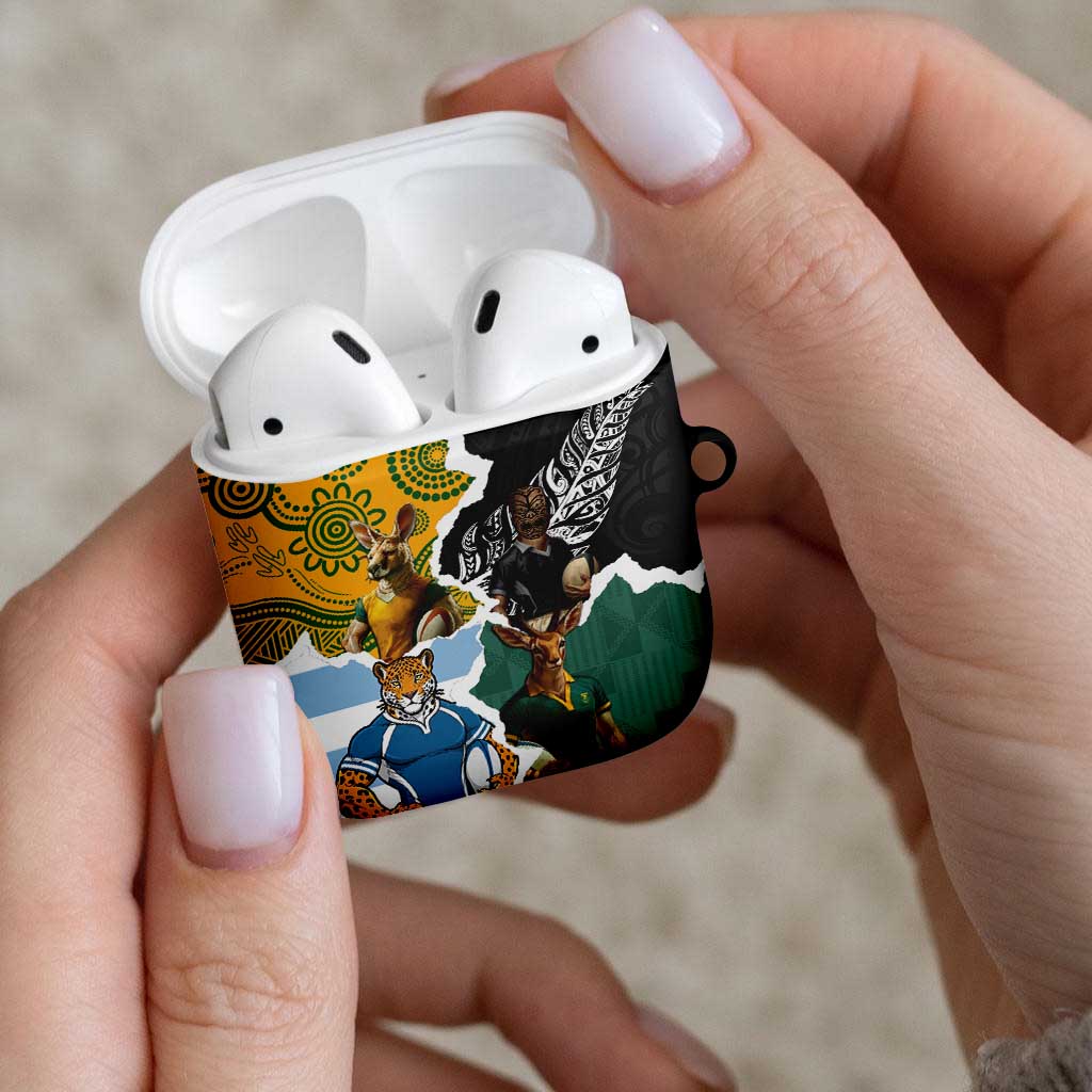 Rugby 2025 Championship AirPods Case Southern Hemisphere Countries Mascots - Polynesian Pride