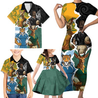 Personalised Rugby 2025 Championship Family Matching Short Sleeve Bodycon Dress and Hawaiian Shirt Southern Hemisphere Countries Mascots LT14 - Polynesian Pride