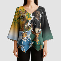 Personalised Rugby 2025 Championship Kimono Sleeve Blouse Southern Hemisphere Countries Mascots - Polynesian Pride