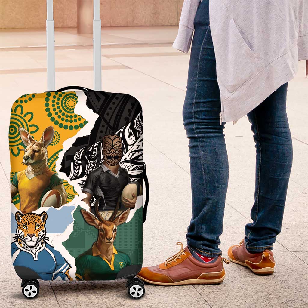 Rugby 2025 Championship Luggage Cover Southern Hemisphere Countries Mascots - Polynesian Pride