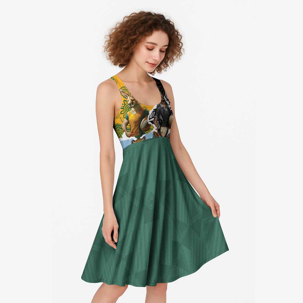 Personalised Rugby 2025 Championship Midi Dress Southern Hemisphere Countries Mascots - Polynesian Pride