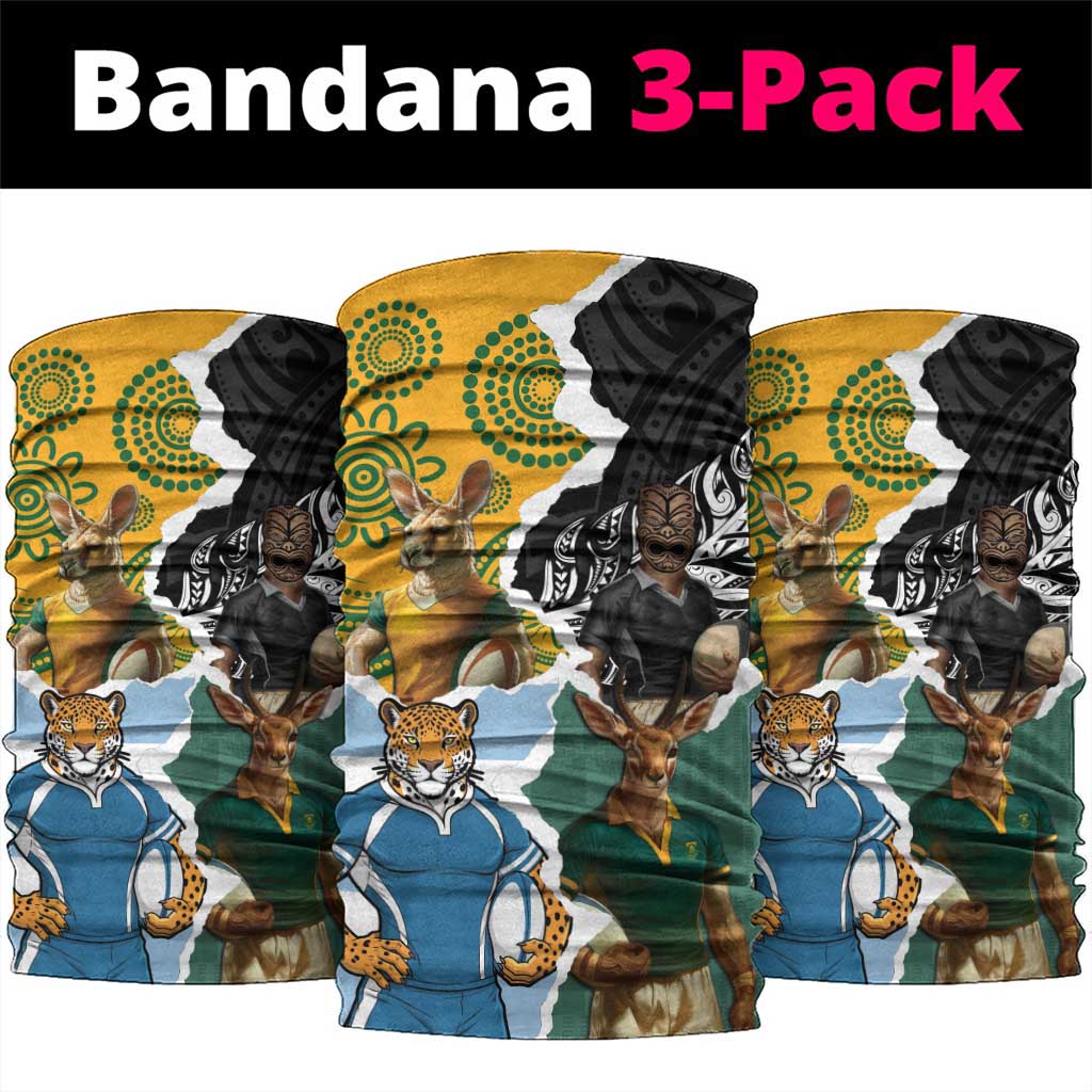 Rugby 2025 Championship Neck Gaiter Southern Hemisphere Countries Mascots - Polynesian Pride