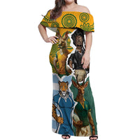 Personalised Rugby 2025 Championship Off Shoulder Maxi Dress Southern Hemisphere Countries Mascots - Polynesian Pride
