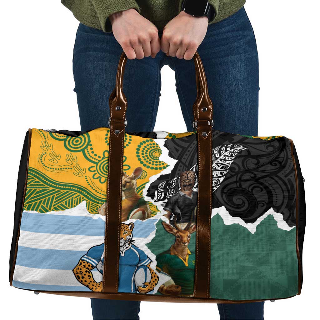 Rugby 2025 Championship Travel Bag Southern Hemisphere Countries Mascots LT14 Black - Polynesian Pride