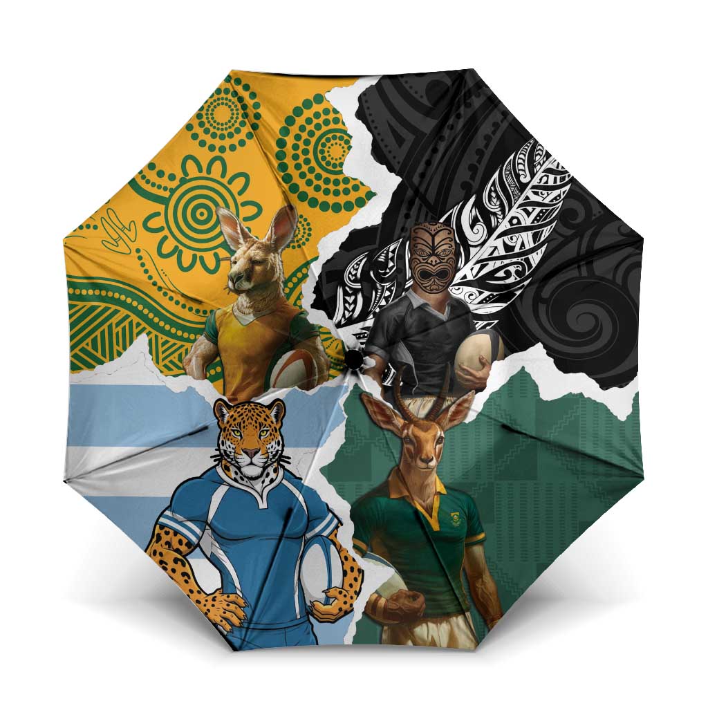 Rugby 2025 Championship Umbrella Southern Hemisphere Countries Mascots - Polynesian Pride