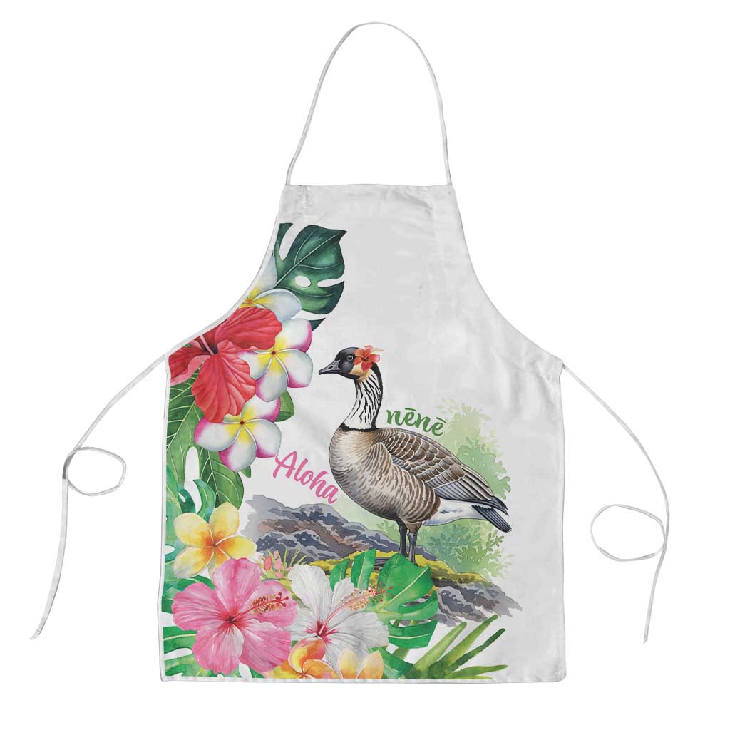 Aloha Hawaii Nene Goose Apron Tropical Flowers Watercolor Stylized - Polynesian Pride