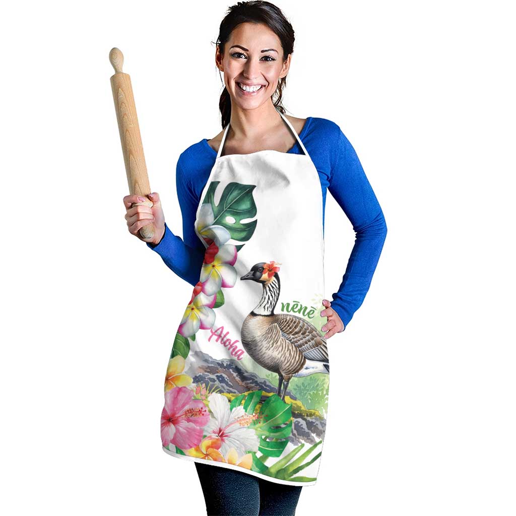 Aloha Hawaii Nene Goose Apron Tropical Flowers Watercolor Stylized - Polynesian Pride