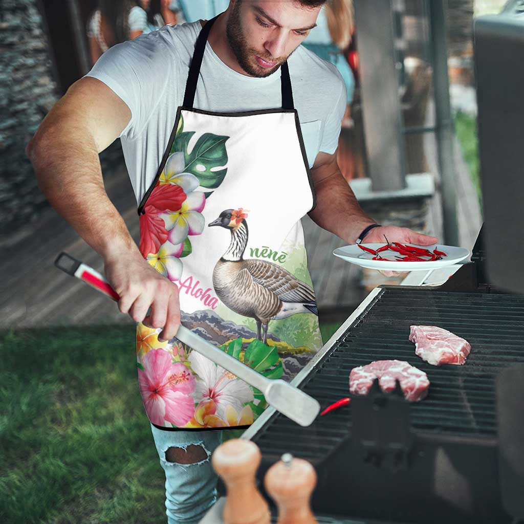 Aloha Hawaii Nene Goose Apron Tropical Flowers Watercolor Stylized - Polynesian Pride