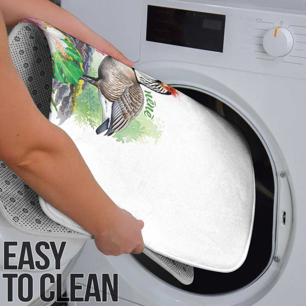 Aloha Hawaii Nene Goose Bathroom Set Tropical Flowers Watercolor Stylized - Polynesian Pride