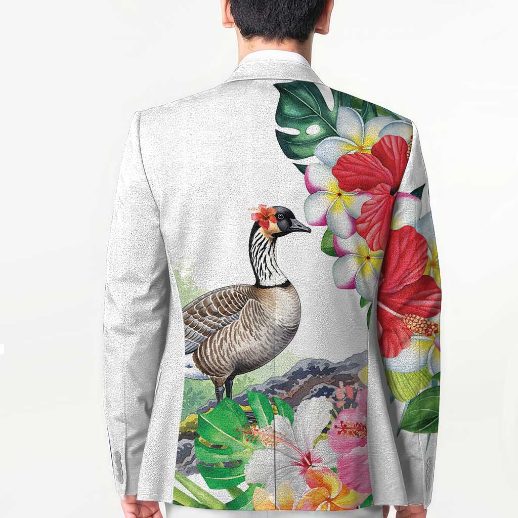 Aloha Hawaii Nene Goose Blazer Tropical Flowers Watercolor Stylized - Polynesian Pride