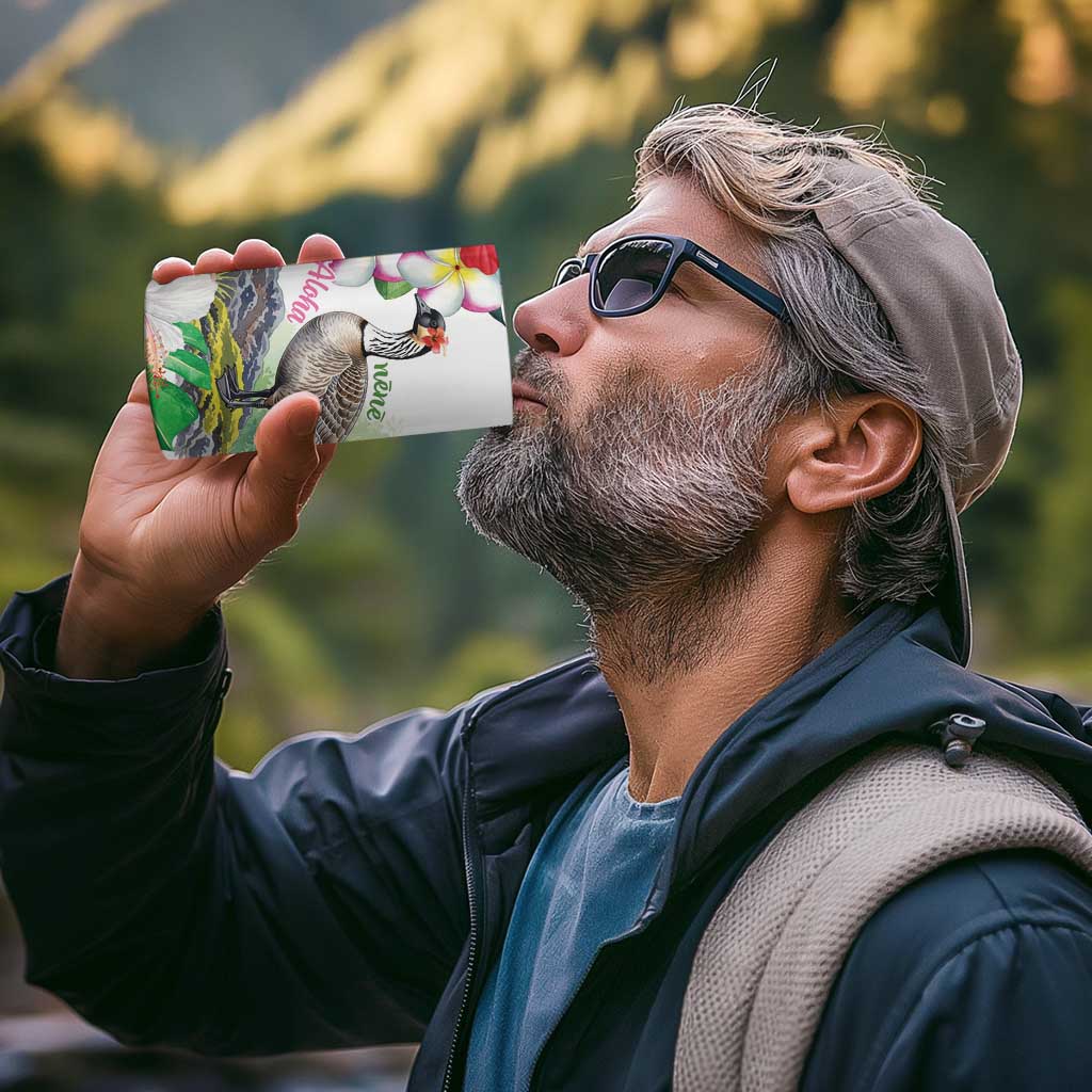 Aloha Hawaii Nene Goose 4 in 1 Can Cooler Tumbler Tropical Flowers Watercolor Stylized - Polynesian Pride