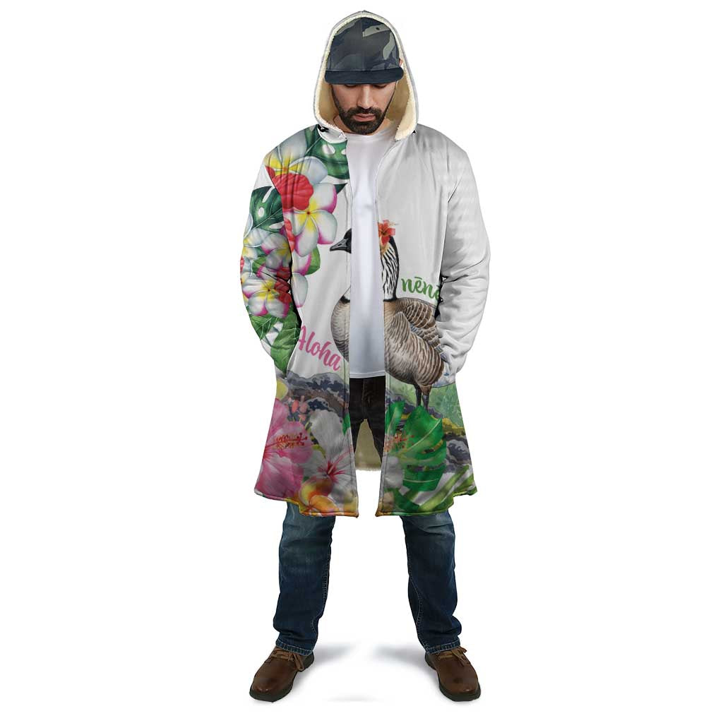Aloha Hawaii Nene Goose Cloak Tropical Flowers Watercolor Stylized - Polynesian Pride
