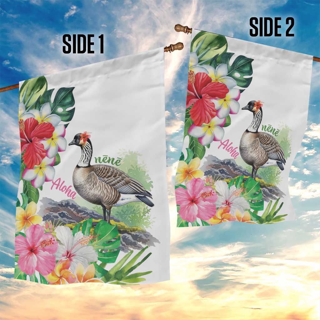 Aloha Hawaii Nene Goose Garden Flag Tropical Flowers Watercolor Stylized - Polynesian Pride