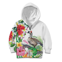 Aloha Hawaii Nene Goose Kid Hoodie Tropical Flowers Watercolor Stylized - Polynesian Pride