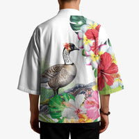 Aloha Hawaii Nene Goose Kimono Tropical Flowers Watercolor Stylized - Polynesian Pride