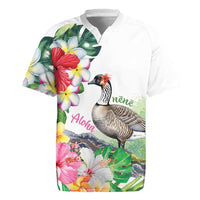 Aloha Hawaii Nene Goose Rugby Jersey Tropical Flowers Watercolor Stylized - Polynesian Pride