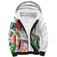 Aloha Hawaii Nene Goose Sherpa Hoodie Tropical Flowers Watercolor Stylized - Polynesian Pride