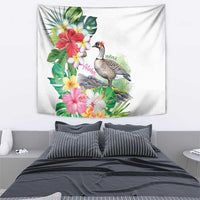 Aloha Hawaii Nene Goose Tapestry Tropical Flowers Watercolor Stylized - Polynesian Pride