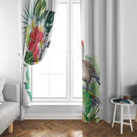 Aloha Hawaii Nene Goose Window Curtain Tropical Flowers Watercolor Stylized - Polynesian Pride