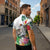 Aloha Hawaii Nene Goose Zipper Polo Shirt Tropical Flowers Watercolor Stylized - Polynesian Pride