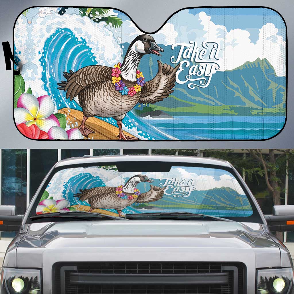 Aloha Hawaii Shaka Nene Goose Auto Sun Shade Surfing Take It Easy - Polynesian Pride