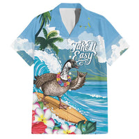 Aloha Hawaii Shaka Nene Goose Family Matching Off Shoulder Maxi Dress and Hawaiian Shirt Surfing Take It Easy LT14 Dad's Shirt - Short Sleeve Blue - Polynesian Pride