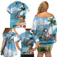 Aloha Hawaii Shaka Nene Goose Family Matching Off Shoulder Short Dress and Hawaiian Shirt Surfing Take It Easy LT14 - Polynesian Pride