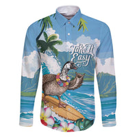 Aloha Hawaii Shaka Nene Goose Family Matching Summer Maxi Dress and Hawaiian Shirt Surfing Take It Easy LT14 Dad's Shirt - Long Sleeve Blue - Polynesian Pride