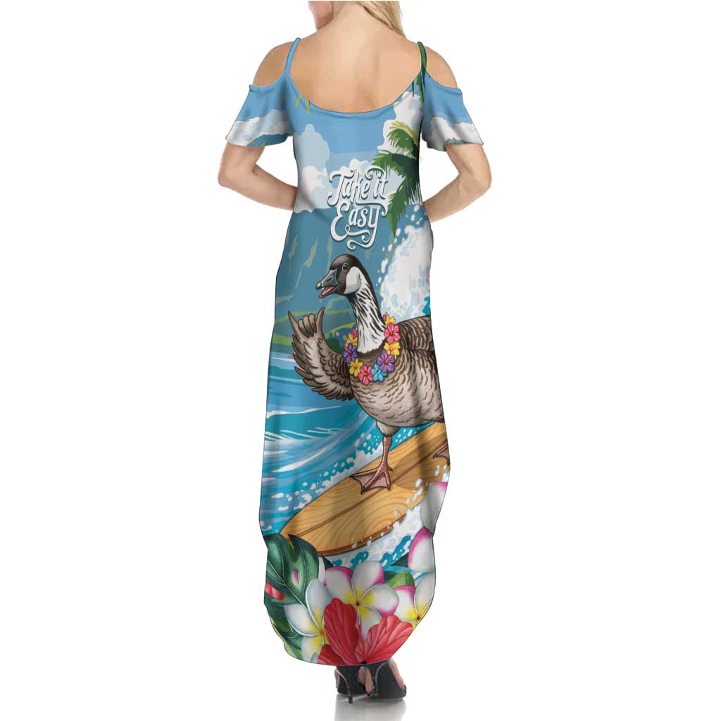 Aloha Hawaii Shaka Nene Goose Family Matching Summer Maxi Dress and Hawaiian Shirt Surfing Take It Easy LT14 - Polynesian Pride