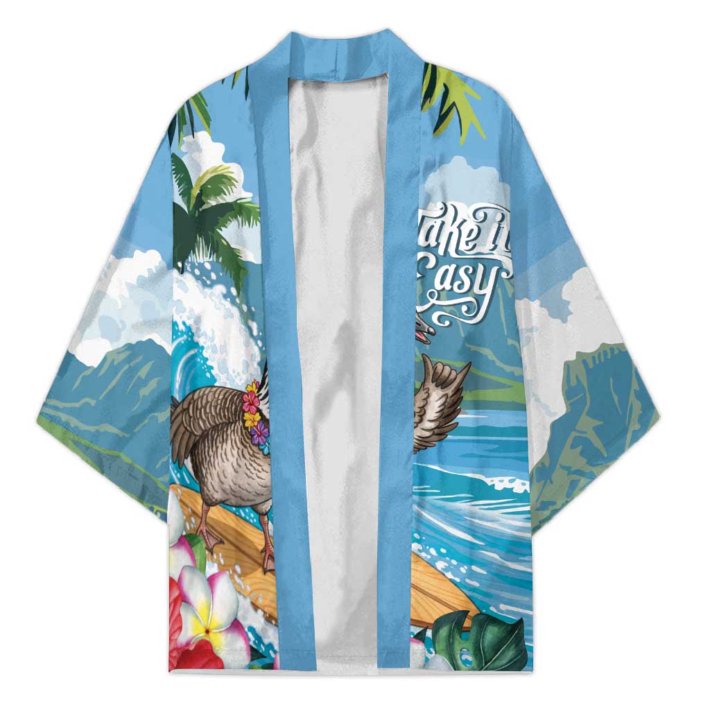 Aloha Hawaii Shaka Nene Goose Kimono Surfing Take It Easy - Polynesian Pride