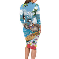 Aloha Hawaii Shaka Nene Goose Long Sleeve Bodycon Dress Surfing Take It Easy - Polynesian Pride