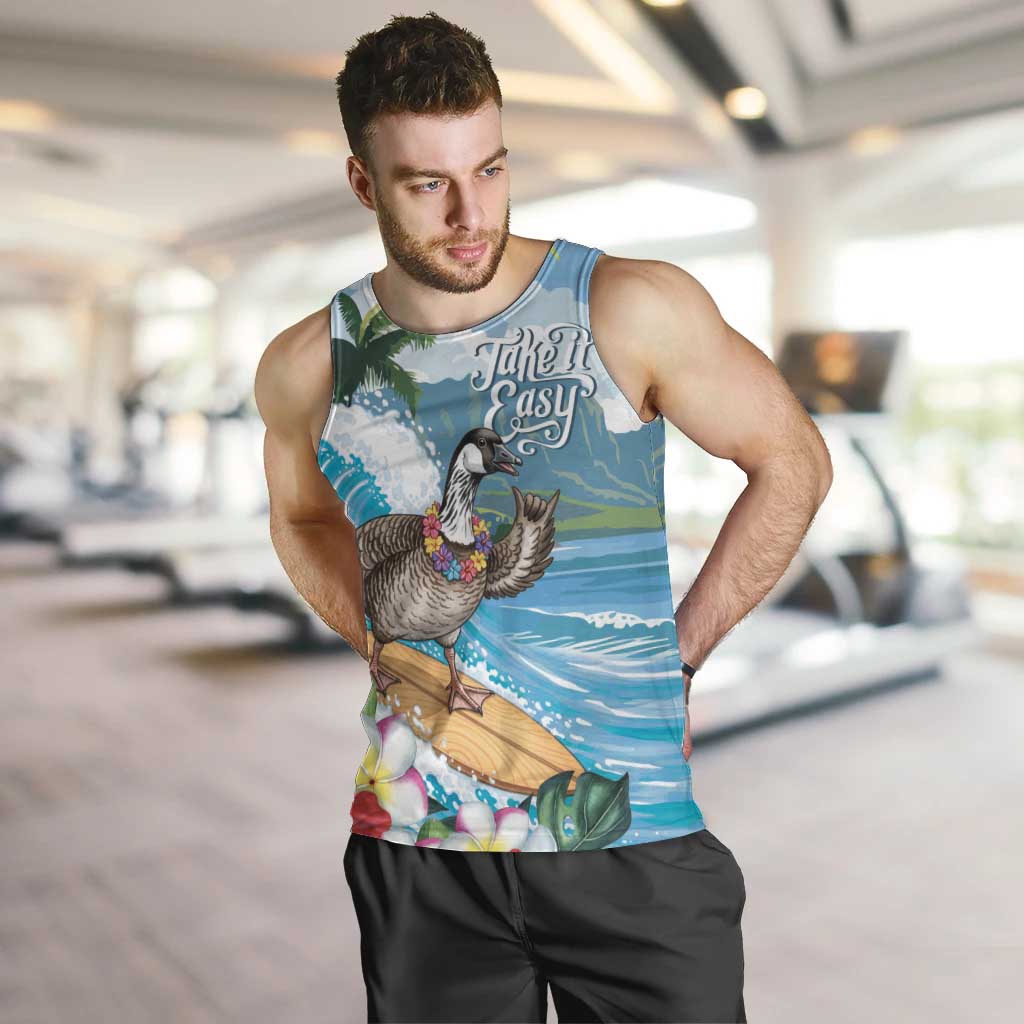 Aloha Hawaii Shaka Nene Goose Men Tank Top Surfing Take It Easy - Polynesian Pride